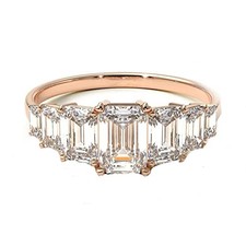 Rose Gold Plated Ring Emerald Cut White Cubic Zirconia US Size : 10