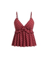 Womens Polka Dot Babydoll Tops V Neck Sleeveless Flowy Summer Going Out Shirts