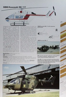 MBB Kawasaki BK 117 Helicopter Picture Vintage Detail Sheet Wall Art Decor   