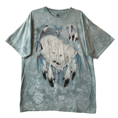 The Mountain Wolf Heart Dream Catcher Graphic Tie Dyed Cotton T Shirt XL 90s Y2K