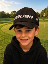 Bauer New Era 39THIRTY Child/Youth Boys Black Baseball Cap Embroidered Logo