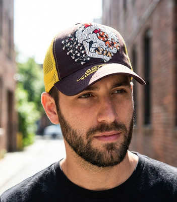 Ed Hardy Christian Audigier Skull Trucker's Baseball Hat M L XL Gothcore Grunge