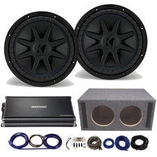 Kicker 44CVX122 CompVX Subwoofers with 43CXA18001 Amplifier & Ported Sub Box