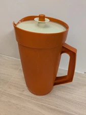 Vintage Tupperware 800 Harvest Orange 2-Quart Pitcher With Push Button Lid