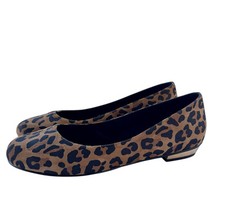 Riva Brown Suede Leopard Print Ballet Flat Shoes - EU Size 41.5 / UK 7.5 - New 