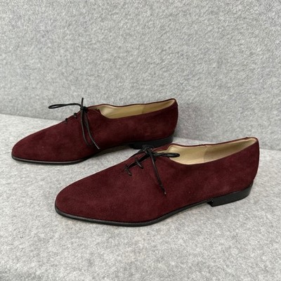 VTG J Peterman Portovenere Dark Wine Suede Oxford Flats Made in Italy Women 8 AA