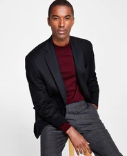 Michael Kors Mens Classic fit Sport Coat Blazer 48 R Black Solid