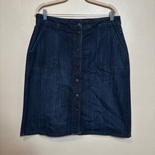 Liz Claiborne Women's Skirt Full Button Denim Y2K Jean Pockets Blue Size 10