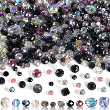 636pcs Glass Beads for Jewelry Making - Black Craft Crystal Beads with Loose Bea