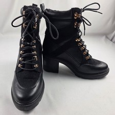 Justfab Edde Lace-Up Black Booties size US 8....