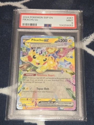 Pokémon Pikachu ex 057/191 Sv08 Surging Sparks Double Rare Holo PSA 9