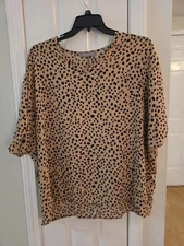 Women's Pixi & Ivy V Neck Tunic Leopard Print Size L O/S