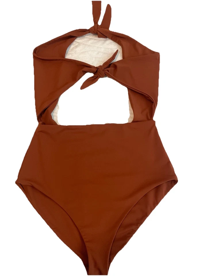 Traje de baño Mara Hoffman para mujer Maddy recortado de una pieza talla XL marrón Foto 4 de 4