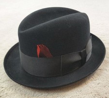Vintage Dobbs Fifth Avenue Fedora Hat Mens 7 Black Felt Lined USA Made