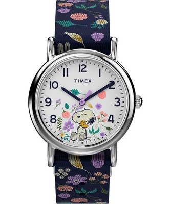 Timex Weekender X Peanuts Floral Blau Kind Armbanduhr TW2V45900