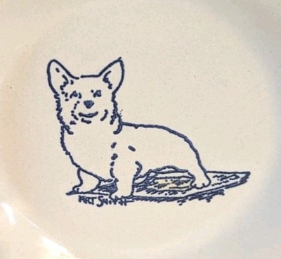 Vtg Corgi Trinket Dish Coasters Set Of 4 Louisville Stoneware Signed Art Smith