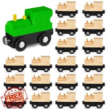 Halloscume 20pc Unfinished DIY Wooden Trains Classic