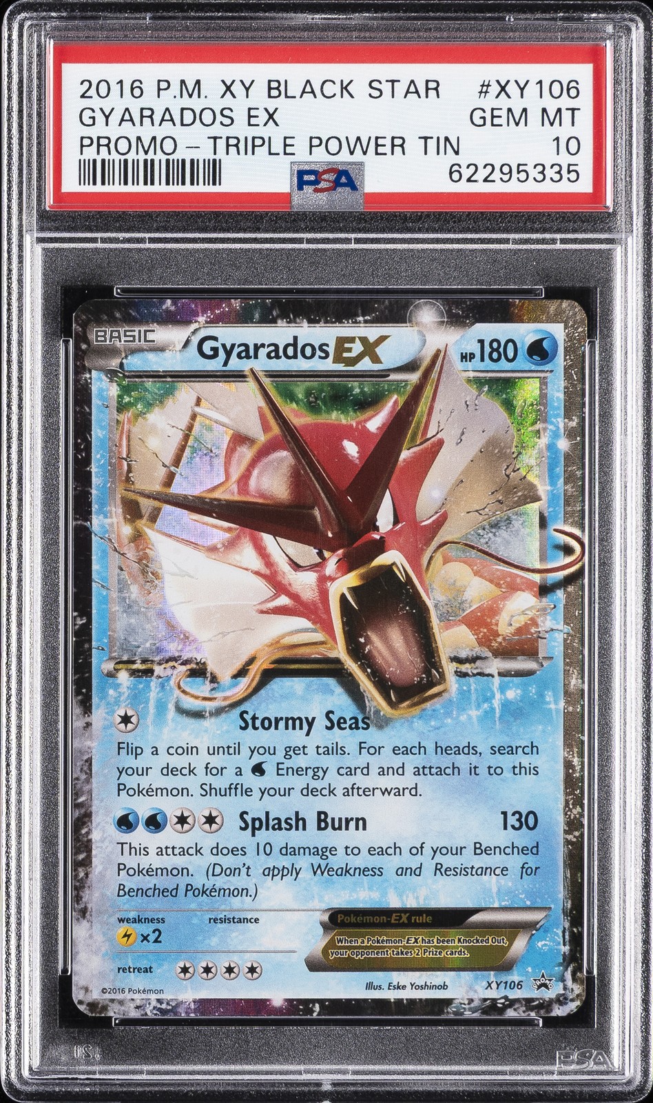 2016 POKEMON XY BLACK STAR PROMO TRIPLE POWER TIN #XY106 GYARADOS EX PSA 10