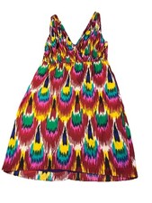 Alice + Olivia Alameda Ikat Dress Tribal Y2K Baddie Silk Small Caged