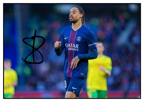 12653. Bradley Barcola Signed Pictures (A4 Prints) PSG Lyon France