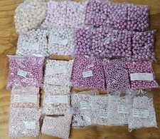 Huge Lot of Assorted 4mm to 12mm Pink Round Imitation Pearls Plastic Craft Beads
