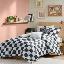 Comforter Set Chic Black  White Checkered Print, T/TXL Comforter Black/White