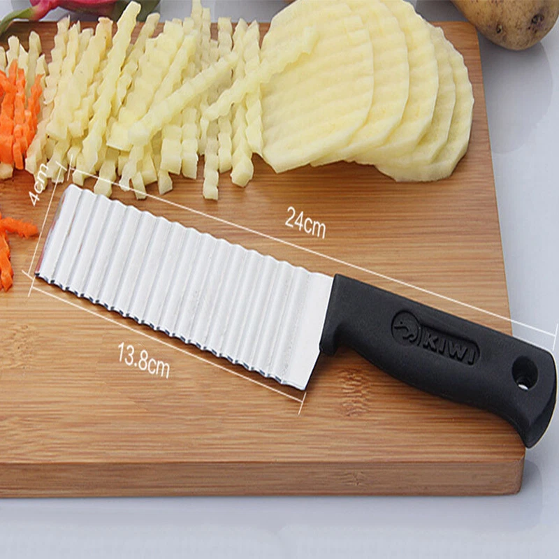 Potato French Fry Cutter Stainless Steel Serrated Blade Easy Slicing Wave  Knife