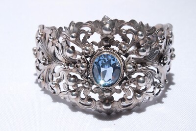 Cellini Sterlingsilber Manschette verziert mit blauem Edelstein Florenz atemberaubend