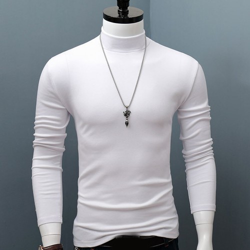 T-shirt maglietta uomo collo alto tartaruga extra morbida termica manica lunga felpa - Foto 6 di 17