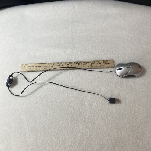 GE Retractable Corded Optical Mini Mouse #98094 Rev 2 Silver Tested & Works - Picture 3 of 5