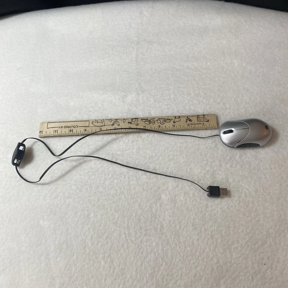 GE Retractable Corded Optical Mini Mouse #98094 Rev 2 Silver Tested & Works - Image 3 of 4