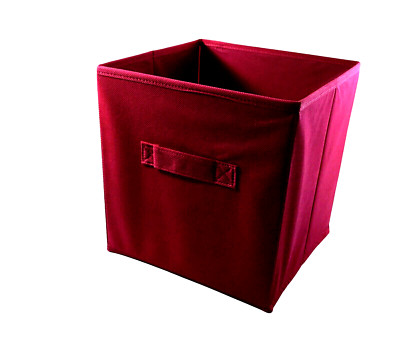 Main Stays Collapsible Fabric Storage Bin Room Organizer Red 10.5 x 10.5 Inch