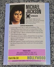 #56 1991 Michael Jackson Trading Card Starline Hollywood Walk of Fame