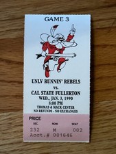 1989-90 UNLV Rebels VS Cal State JAN 3 1990 Game 3 Ticket Stub Seat 002