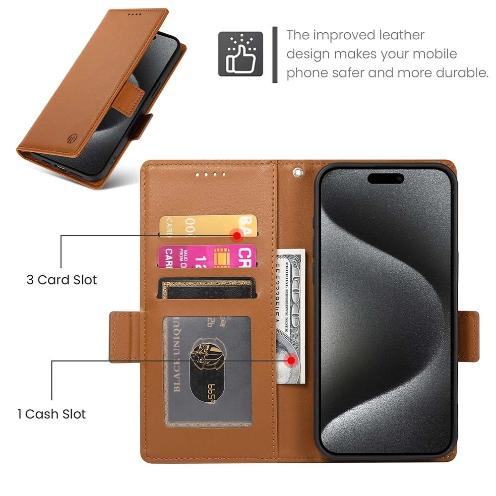 Luxury Magnetic Leather Flip Wallet Case for iPhone 11 12 13 14 15 Pro