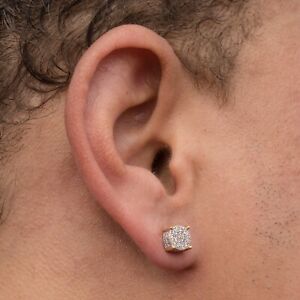 Men S Hip Hop Round Screw Back Micro Pave 4 Prong Diamond Stud