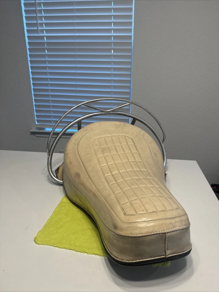 Harley Davidson FLH FL cabeza de pala Panhead Buddy Seat blanco Foto 3 de 4