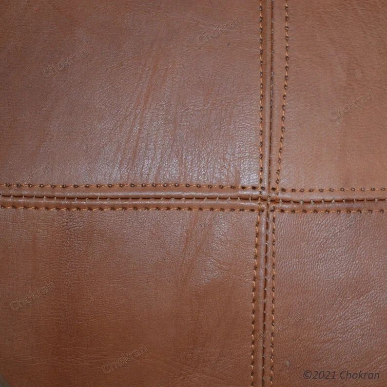 Leather Footstool Pouffe Boho Moroccan 30'' Unstuffed Study and Living Room Deco - Image 4 of 4