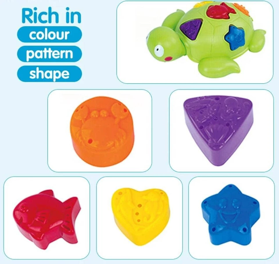 Juguete clasificador de forma de bebé tortuga con 6 bloques de colores, rompecabezas clasificador y a juego Foto 3 de 4