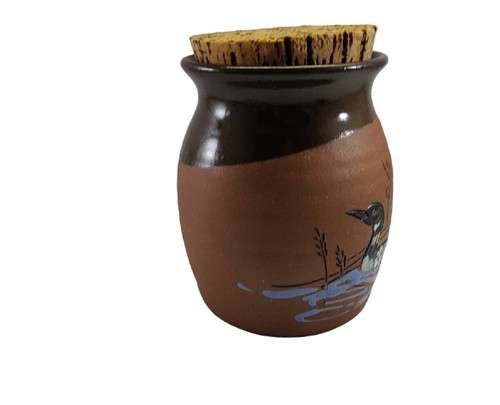 Stoneware Specialties Covered Jar Hand Painted Duck Partially Glazed - Picture 8 of 12