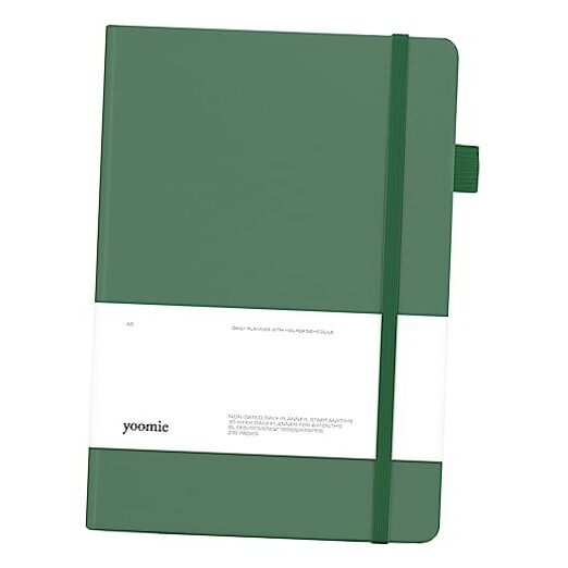 Daily Planner 2023-2024. Undated Daily, Weekly & Monthly Planner with Green