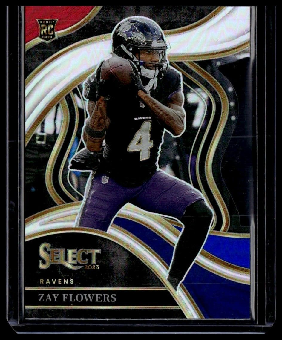 2023 Panini Select - Zay Flowers (RC) Level Red & Blue Prizm Die-Cut #201 Ravens