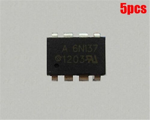 5Pcs 6N137 Optoisolators Output El Transistor DIP-8 New Ic vo - Photo 1/2