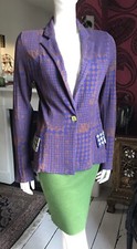 Catherine Andre Purple Intarsia Cotton Blend Knit Jacket / Blazer Size S/m