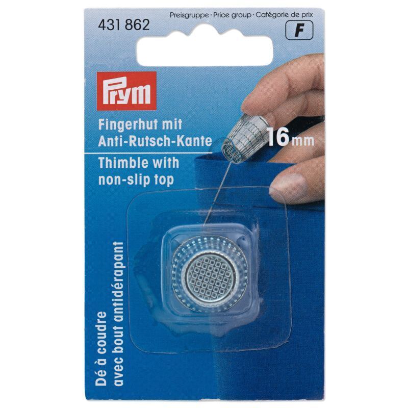 Prym 16.0 Mm Zinc Die Cast Thimble - Silver Color, Non-Slip Edge