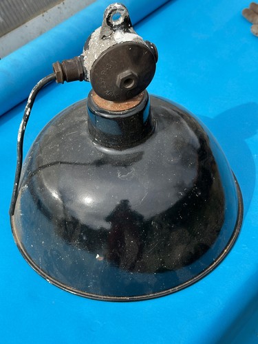 "DDR" Fabriklampe Vintage Emaille-Leuchte Industrie Antik alt Ø38cm - Bild 3 von 4