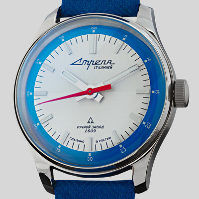 Watch Mechanical Men's Manual Winding STRELA Poljot 2609 BLUE SKY · 1965BS40