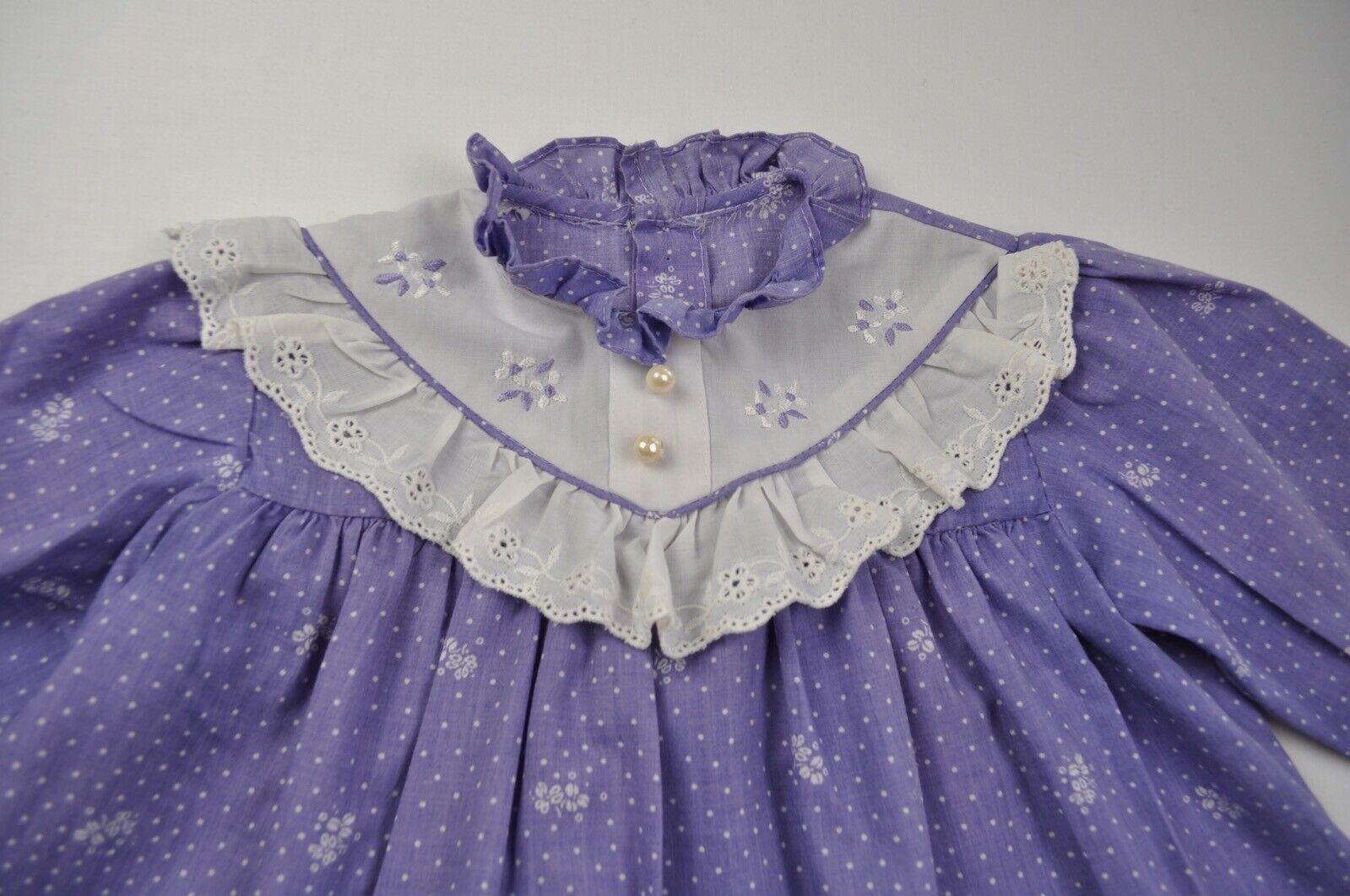 Vintage Dress Unbranded Purple and White 12-18 Mo… - image 2