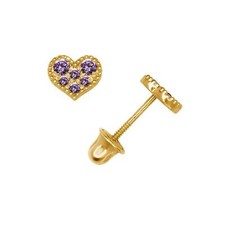 14K Yellow  White Gold Pretty CZ Heart Shaped Stud Earrings for Women