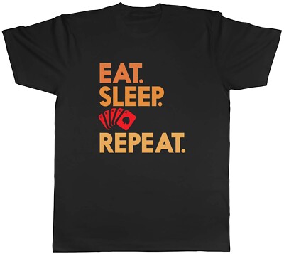 Eat Sleep Poker Herren T-Shirt Casino Glücksspiel Texas Hold'em Games Tee Geschenk